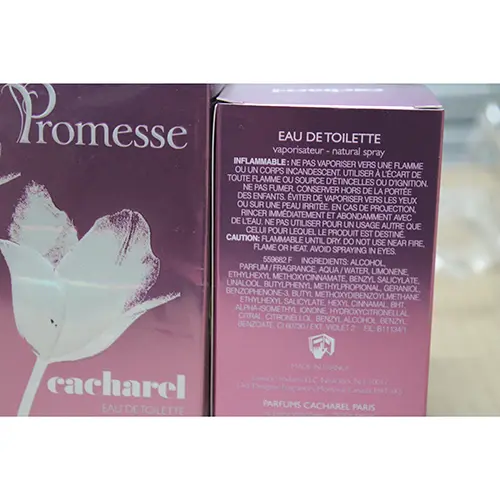 Photo de l’avis officiel: Cacharel Promesse Eau de toilette — risque: Risque chimique