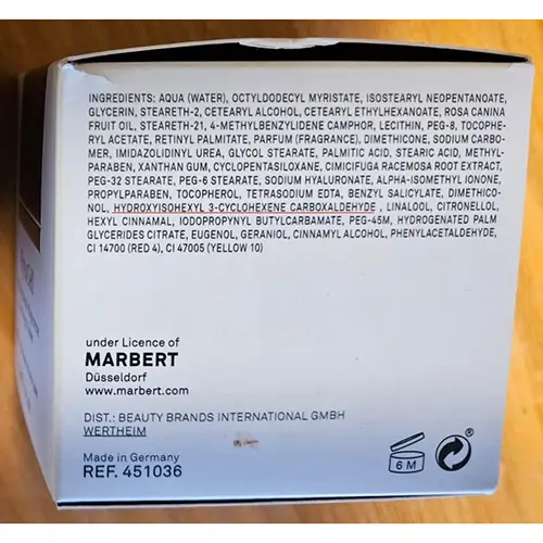 Photo de l’avis officiel: Marbert Phyto Cell - Energiespendende Pflegecreme / Deep Energy Cream Crème pour le corps — risque: Risque chimique