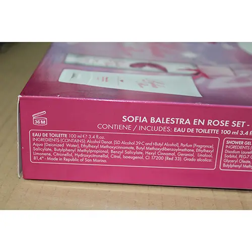 Photo de l’avis officiel: Sofia Balestra Sofia en rose Eau de toilette — risque: Risque chimique