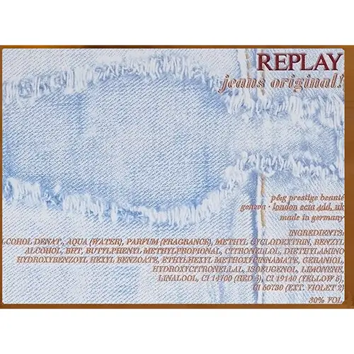Photo de l’avis officiel: Replay Jeans Original Eau de toilette — risque: Risque chimique