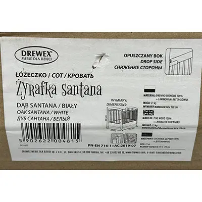 Photo from the official notice: DREWEX® Zyrafka santana children's cot — cuts & entrapment risk