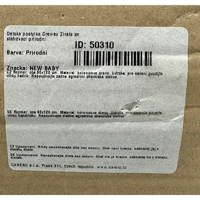 Photo from the official notice: DREWEX® Zyrafka santana children's cot — cuts & entrapment risk