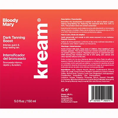 Foto uit de officiële melding: Kream Bloody Mary-Intensificador del bronceado Het looien product — risico: Gezondheidsrisico/overige