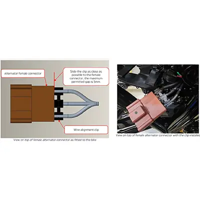 Photo from the official notice: Triumph Bonneville T100, Bonneville T120, Street Scrambler, Scrambler 900, Street Twin, Speed Twin 900 motorcy — fire & injuries risk (A12/03367/24)