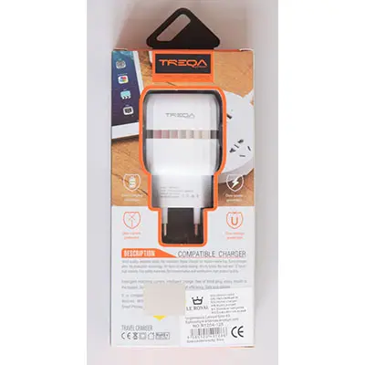 Foto aus der offiziellen Meldung: TREQA UNIVERSAL TRAVEL CHARGER / LARGE POWER USB-Ladegerät — Risiko: Elektrischer Schlag