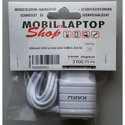 Foto aus der offiziellen Meldung: KAKU Hálózati töltő univerzális USB-C 2/2,1A USB-Ladegerät — Risiko: Elektrischer Schlag