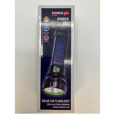 Photo de l’avis officiel: POWER PLUS SNAKE Solar LED flashlight Lampe de poche — risque: Risque chimique & Environnement