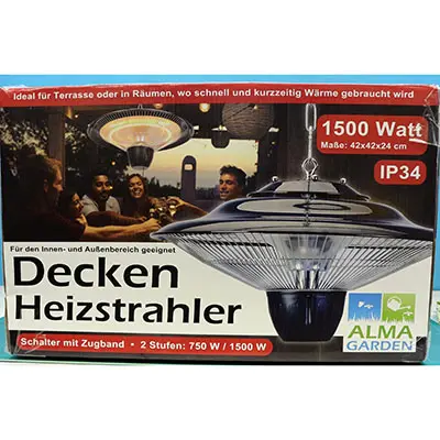 Photo de l’avis officiel: G&amp;M GmbH Decken Heizstrahler Chauffe-plafond — risque: Choc électrique
