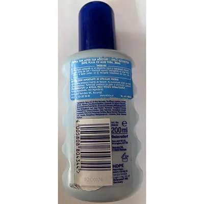 Photo from the official notice: Nivea sun after sun lotion spray with aloe vera — chemical risk