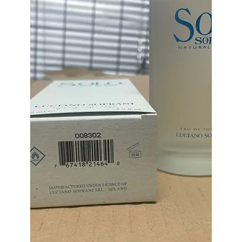 Photo de l’avis officiel: Luciano Soprani Solo Soprani Eau de toilette — risque: Risque chimique