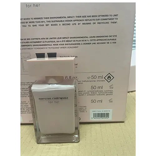 Photo from the official notice: Narciso Rodriguez Eau de parfum - Body lotion - Shower gel cosmetic set — chemical risk