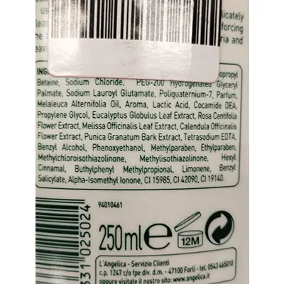 Foto dell’avviso ufficiale: L'angelica Officinalis Gel doccia purificante — rischio: Rischio chimico