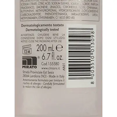 Foto uit de officiële melding: Clinians Attiva antistress tonico rinfrescante Gezichtstonicum — risico: Chemische risico's