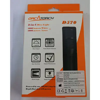 Foto aus der offiziellen Meldung: OrcaTorch 2-in-1 Dive Light Licht mit Laserpointer — Risiko: Sehschaden