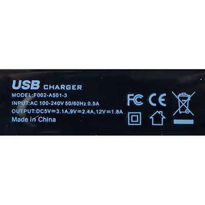 Foto do aviso oficial: USB CHARGER Carregador USB — risco: Choque elétrico (A11/00161/24)
