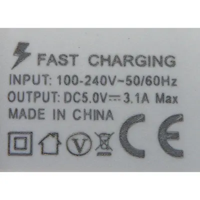 Photo from the official notice: ORIGINAL FAST CHARGING, FAST CHARGER, TRAVEL CHARGER, Adaptive Fast Charging usb charger — electric shock risk