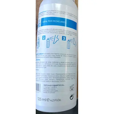 Foto uit de officiële melding: FEETCALM CALLUS &amp; HARD SKIN SPRAY Eeltspray — risico: Chemische risico's