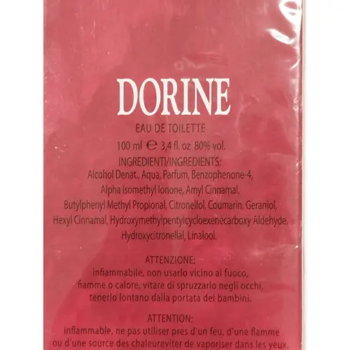 Photo de l’avis officiel: Comin parfum Dorine Eau de toilette — risque: Risque chimique