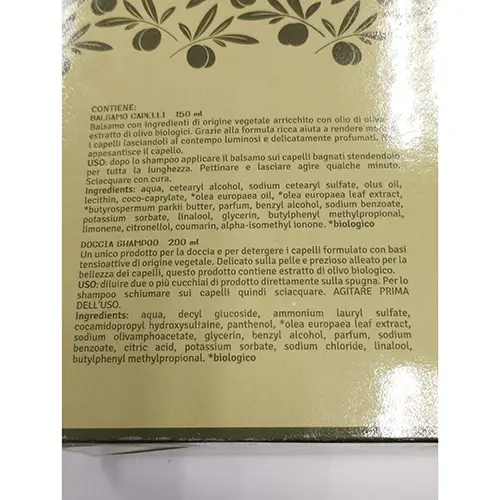 Photo de l’avis officiel: La Bioteca Italiana Oliva Ensemble cosmétique — risque: Risque chimique