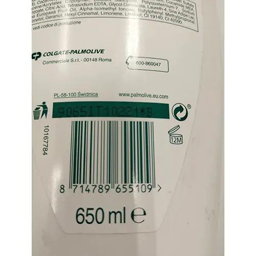 Photo de l’avis officiel: Palmolive Latte e oliva Crème de bain et de douche — risque: Risque chimique