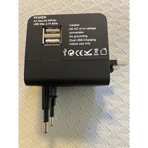 Foto aus der offiziellen Meldung: Dapteri.com Reiseadapter — Risiko: Elektrischer Schlag