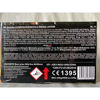 Photo from the official notice: KLASEK PYROTECHNICS Best Price fireworks — burns & damage to sight risk
