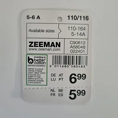 Photo de l’avis officiel: Zeeman Boys T Shirt Nerf T-shirt pour enfants — risque: Risque chimique