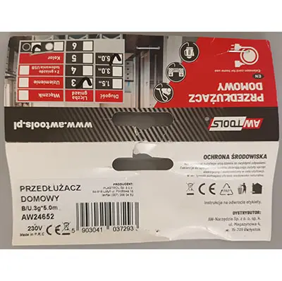 Foto do aviso oficial: PLASTROL PRZEDŁUŻACZ DOMOWY Chumbo de extensão — risco: Choque elétrico (SR/03718/24)