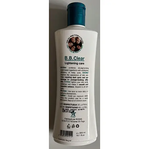 Photo de l’avis officiel: B.B. Clear Lightening Lotion éclaircissante pour la peau — risque: Risque chimique