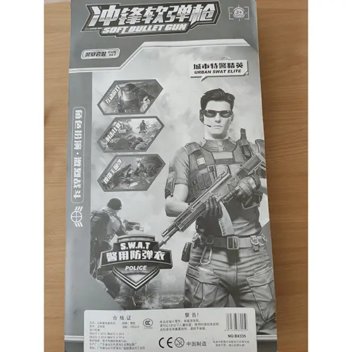 Foto do aviso oficial: SOFT BULLET GUN Jogo de pistola de brinquedo — risco: Engasgamento