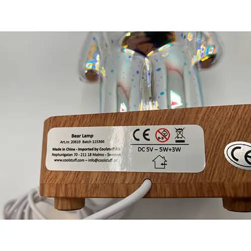 Foto uit de officiële melding: Coolstuff Bear Lamp — risico: Milieu