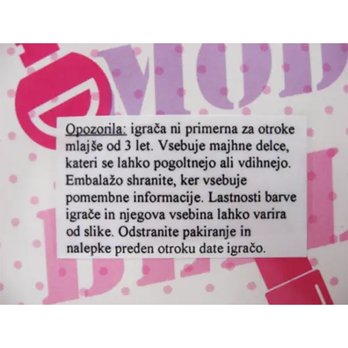Foto do aviso oficial: Bella Ragazza Mile Moda Boneca — risco: Químico