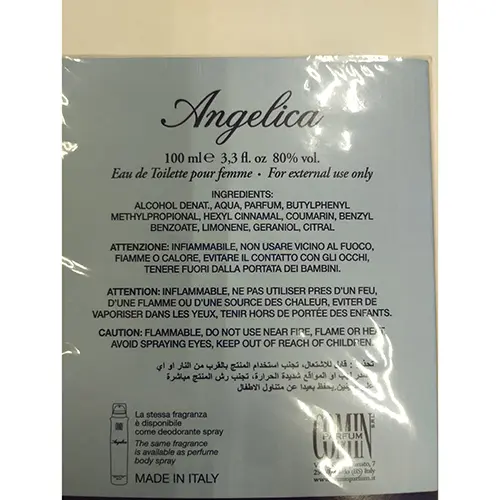 Photo de l’avis officiel: Comin parfum Angelica Eau de toilette — risque: Risque chimique (SR/00009/25)