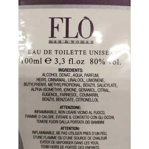 Photo de l’avis officiel: Comin parfum Flò Eau de toilette — risque: Risque chimique