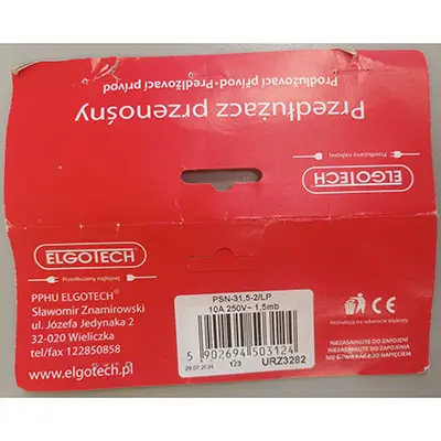 Foto do aviso oficial: ELGOTECH Chumbo de extensão — risco: Choque elétrico