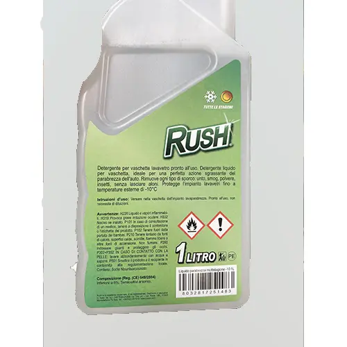 Photo from the official notice: Rush RUSH LAVAVETRI – Liquido parabrezza multi-stagione windscreen washing fluid — chemical risk