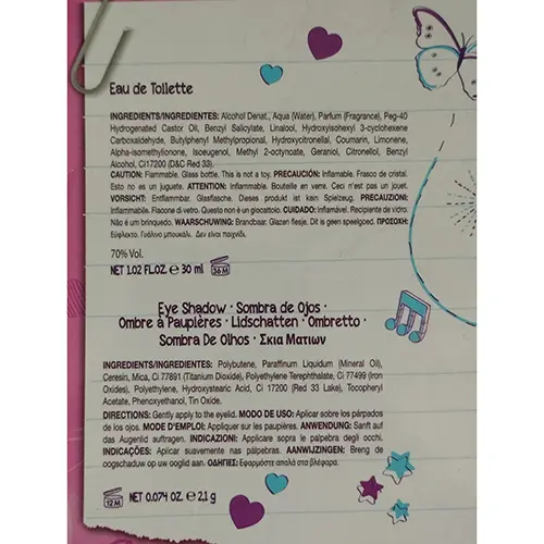 Photo de l’avis officiel: AIR -VAL Disney Violetta Ensemble de cosmétiques — risque: Risque chimique