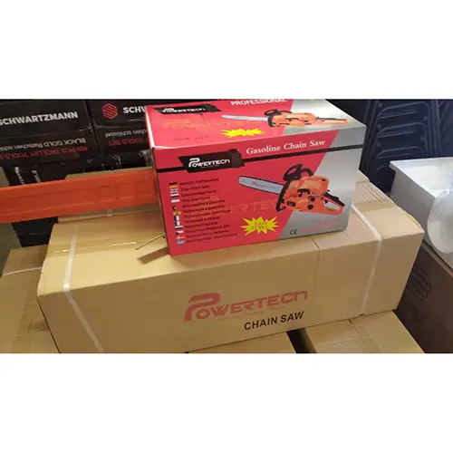 Photo de l’avis officiel: PowerTech Chain saw Tronçonneuse thermique — risque: Coupures & Blessures
