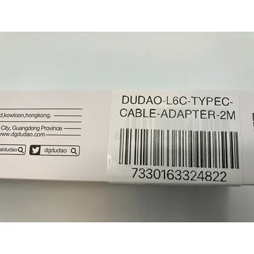 Foto uit de officiële melding: Dudao PD20W quick charger USB-oplader — risico: Milieu (SR/00224/25)