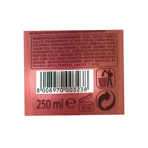 Photo de l’avis officiel: Vidal Doccia Berries &amp; Musk Gel douche — risque: Risque chimique