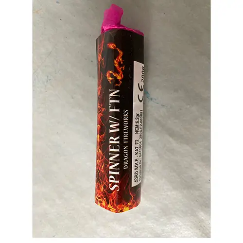 Photo from the official notice: Dragon Fireworks Spinner W/FTN — burns & damage to sight risk