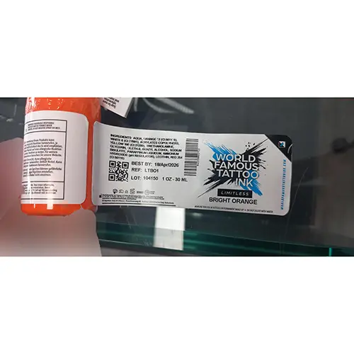 Foto uit de officiële melding: WORLD FAMOUS TATTOO INK LIMITLESS BRIGHT ORANGE Tatoegeringsinkt — risico: Chemische risico's