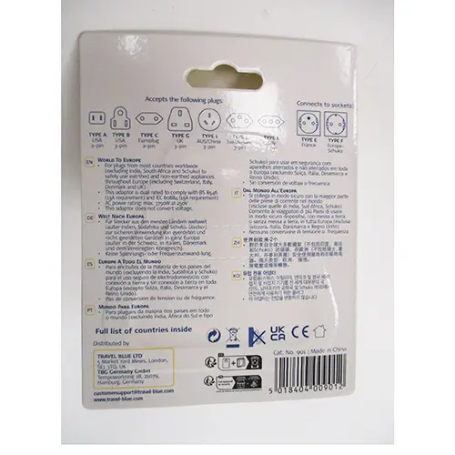 Foto do aviso oficial: Travel Blue Adaptador — risco: Choque elétrico
