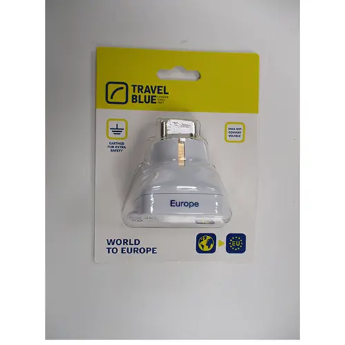 Foto do aviso oficial: Travel Blue Adaptador — risco: Choque elétrico