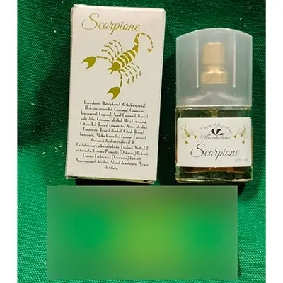 Photo de l’avis officiel: Arcobaleno parfumes Scorpione — risque: Risque chimique
