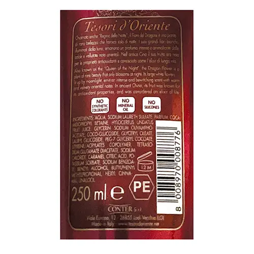 Photo de l’avis officiel: Tesori d'Oriente Doccia Crema Aromatica Crème de douche — risque: Risque chimique (SR/00377/25)