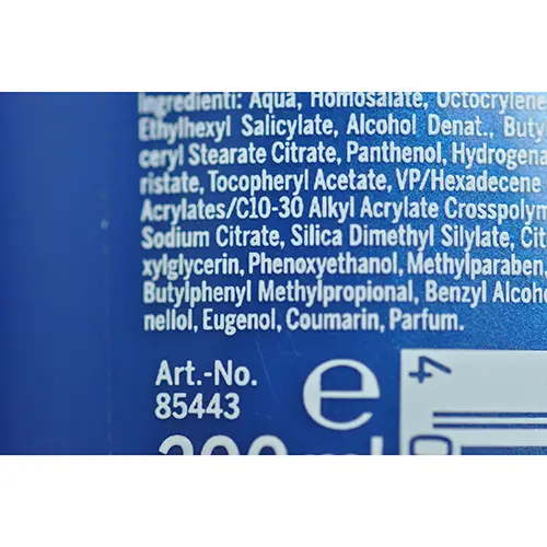 Photo de l’avis officiel: Nivea Sun protect &amp; hydrate Lotion solaire — risque: Risque chimique