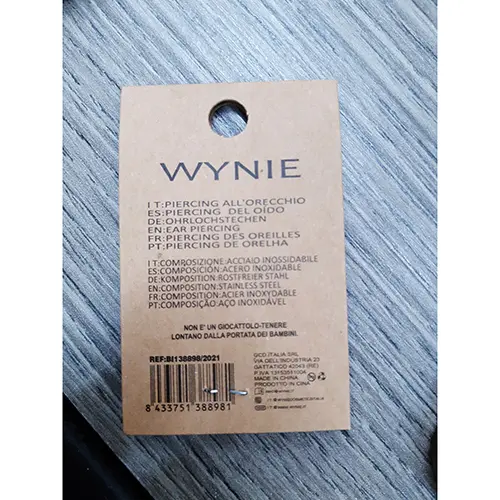 Foto dell’avviso ufficiale: WYNIE Orecchini — rischio: Rischio chimico