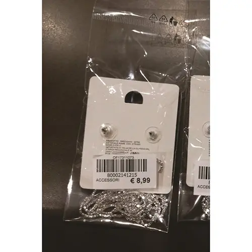 Foto dell’avviso ufficiale: O.F. Bijoux Orecchini con strass colore argento — rischio: Rischio chimico