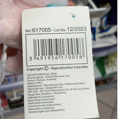 Foto aus der offiziellen Meldung: Gifi Flying Pig Weiches Spielzeug — Risiko: Ersticken